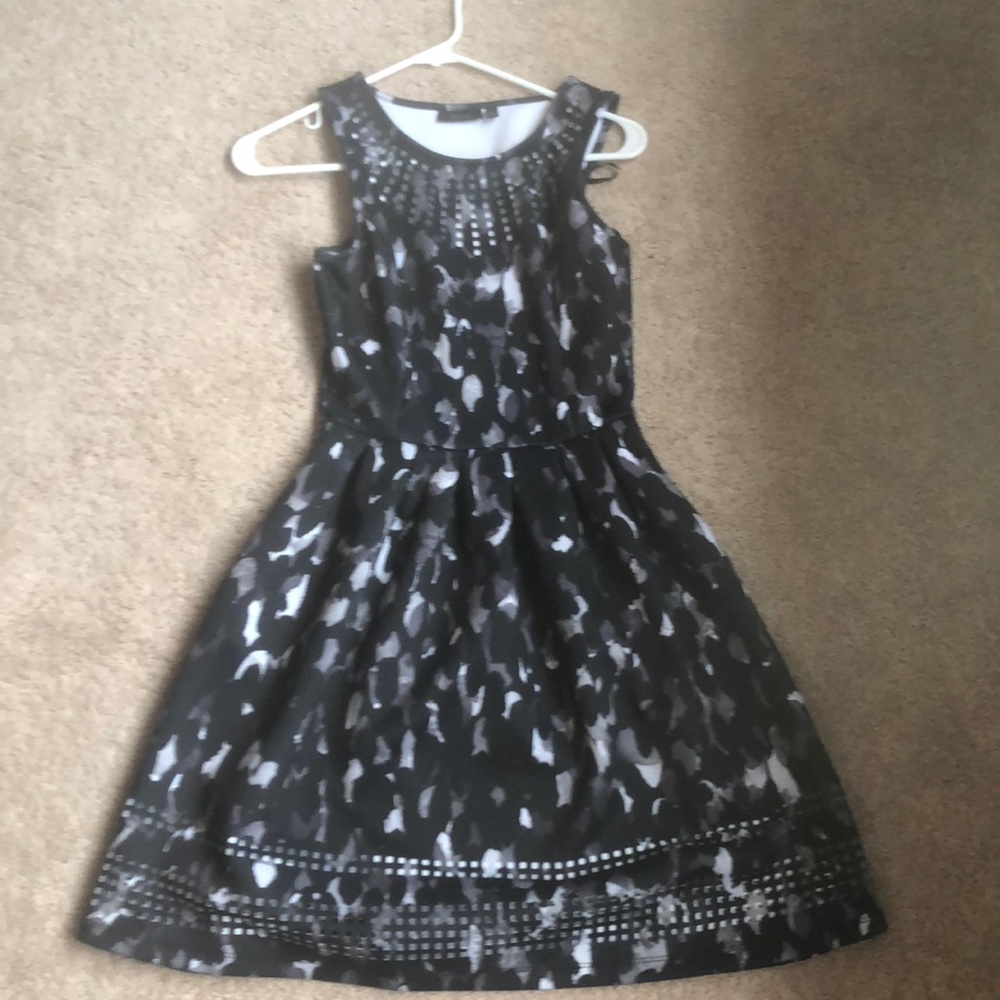 Black & grey fit & flare dress